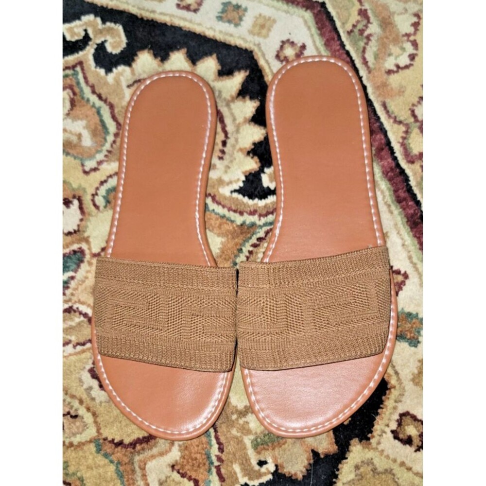 Womens slipper flat Luxury summer sandal comfort woven strap comfort Teak Ginger